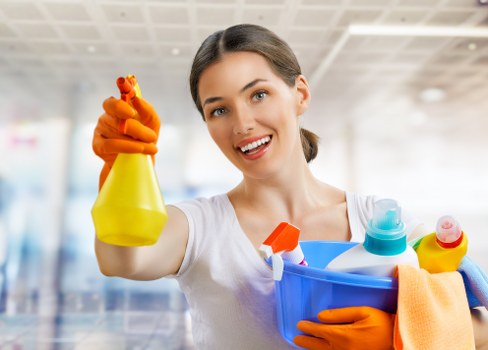 Workplace safety concept with staff following health and safety procedures