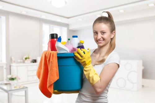Professional cleaning team refreshing a business space